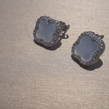 Load image into Gallery viewer, Mother of Pearl 4 Leaf Clover Stud Earrings, Sterling Silver
