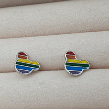 Load image into Gallery viewer, Minnie Mouse Rainbow Enamel Stud Earrings, Sterling Silver
