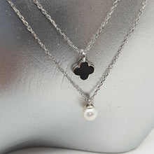 Load image into Gallery viewer, Freshwater Double Layered Necklace, Sterling Silver
