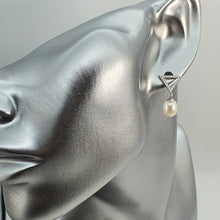 Load image into Gallery viewer, Modern Design Freshwater Pearl Stud Earrings, Sterling Silver
