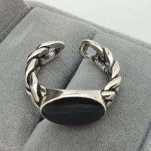 Load image into Gallery viewer, Large Oval Black Onyx Open Ring, Sterling Silver
