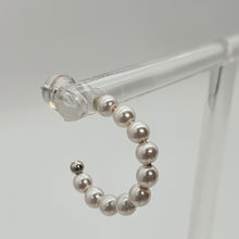 Load image into Gallery viewer, Bead Pearl Hoop Earrings, Sterling Silver
