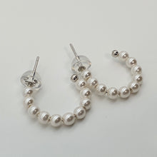 Load image into Gallery viewer, Bead Pearl Hoop Earrings, Sterling Silver
