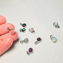 Load image into Gallery viewer, Crystal Birthstone Round Pendant, Sterling Silver
