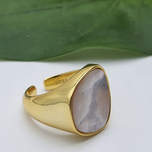 Load image into Gallery viewer, Chunky Mother Of Pearl Golden Ring, Sterling Silver
