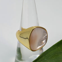 Load image into Gallery viewer, Chunky Mother Of Pearl Golden Ring, Sterling Silver
