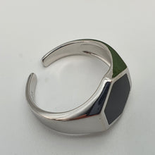 Load image into Gallery viewer, Large Hexagon Black Onyx Open Ring, Sterling Silver
