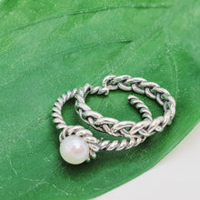 Load image into Gallery viewer, Freshwater Cultured Pearl Ring Stack, Sterling Silver
