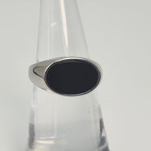 Load image into Gallery viewer, Black Oval Onyx Open Ring, Sterling Silver, Amispearl
