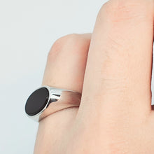 Load image into Gallery viewer, Black Oval Onyx Open Ring, Sterling Silver, Amispearl
