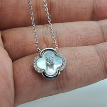 Load image into Gallery viewer, Mother of Pearl Clover Necklace, Sterling Silver
