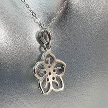 Load image into Gallery viewer, White Created Opal Floral Necklace, Sterling Silver
