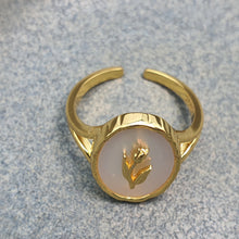 Load image into Gallery viewer, Natural Mother of Pearl Tulips Ring, Sterling Silver
