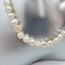 Load image into Gallery viewer, Half Pearl and Ball Chain Necklace, Sterling Silver
