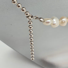 Load image into Gallery viewer, Half Pearl and Ball Chain Necklace, Sterling Silver
