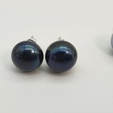 Load image into Gallery viewer, Large Freshwater Multi-colour Pearl (10mm) Stud Earrings, Sterling Silver
