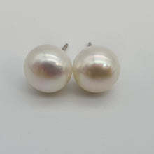 Load image into Gallery viewer, Large Freshwater Multi-colour Pearl (10mm) Stud Earrings, Sterling Silver
