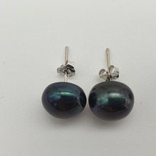 Load image into Gallery viewer, Large Freshwater Multi-colour Pearl (10mm) Stud Earrings, Sterling Silver
