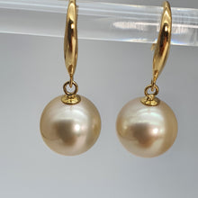 Load image into Gallery viewer, Large Golden South Sea Pearl Earring, Yellow Gold
