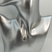 Load image into Gallery viewer, Tahitian (Black) Pearl &amp; Diamonds Pendant, 18k Yellow Gold
