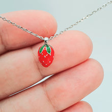 Load image into Gallery viewer, Red 3D Strawberry Necklace, Sterling Silver
