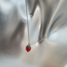 Load image into Gallery viewer, Red 3D Strawberry Necklace, Sterling Silver
