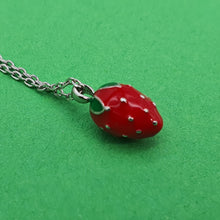 Load image into Gallery viewer, Red 3D Strawberry Necklace, Sterling Silver
