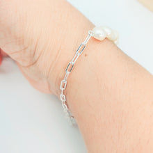 Load image into Gallery viewer, Freshwater Pearl and O Chain Bracelet, Sterling Silver
