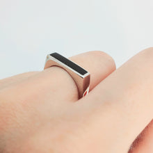 Load image into Gallery viewer, Black Rectangle Onyx Open Ring, Sterling Silver
