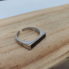 Load image into Gallery viewer, Black Rectangle Onyx Open Ring, Sterling Silver

