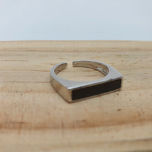 Load image into Gallery viewer, Black Rectangle Onyx Open Ring, Sterling Silver
