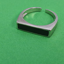 Load image into Gallery viewer, Black Rectangle Onyx Open Ring, Sterling Silver
