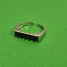 Load image into Gallery viewer, Black Rectangle Onyx Open Ring, Sterling Silver
