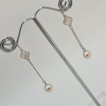 Load image into Gallery viewer, Clover Mother of Pearl &amp; Freshwater Pearl Earrings, Sterling Silver
