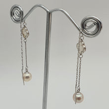 Load image into Gallery viewer, Clover Mother of Pearl &amp; Freshwater Pearl Earrings, Sterling Silver
