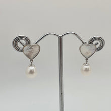 Load image into Gallery viewer, Heart_shape Mother of Pearl &amp; Freshwater Pearl Earrings
