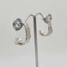 Load image into Gallery viewer, Half Moon Hoops Freshwater Earrings, Sterling Silver
