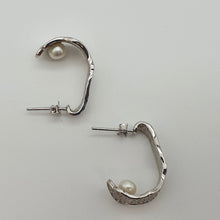 Load image into Gallery viewer, Half Moon Hoops Freshwater Earrings, Sterling Silver
