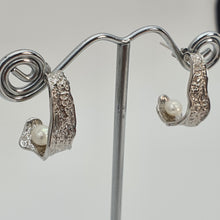Load image into Gallery viewer, Half Moon Hoops Freshwater Earrings, Sterling Silver
