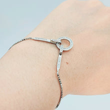 Load image into Gallery viewer, Round Cubic-zirconia Charm Bracelet, Sterling Silver
