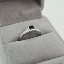 Load image into Gallery viewer, Black Square Onyx Open Ring, Sterling Silver
