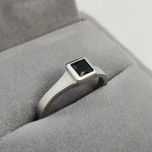 Load image into Gallery viewer, Black Square Onyx Open Ring, Sterling Silver

