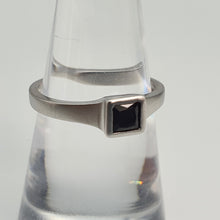 Load image into Gallery viewer, Black Square Onyx Open Ring, Sterling Silver
