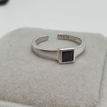 Load image into Gallery viewer, Black Square Onyx Open Ring, Sterling Silver
