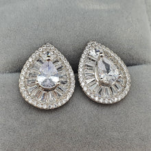 Load image into Gallery viewer, Tear-drop Cubic-zirconia Earrings, Sterling Silver
