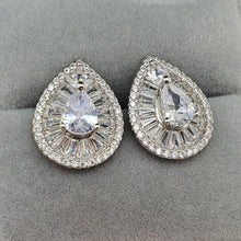 Load image into Gallery viewer, Tear-drop Cubic-zirconia Earrings, Sterling Silver
