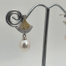 Load image into Gallery viewer, Sparkling Dance Dial Up Freshwater Earrings, Sterling Silver
