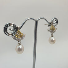 Load image into Gallery viewer, Sparkling Dance Dial Up Freshwater Earrings, Sterling Silver
