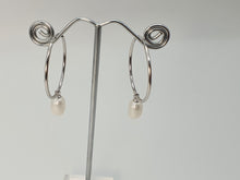 Load image into Gallery viewer, Freshwater Pearl Charm With Hoop Earring, Sterling Silver
