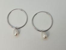 Load image into Gallery viewer, Freshwater Pearl Charm With Hoop Earring, Sterling Silver
